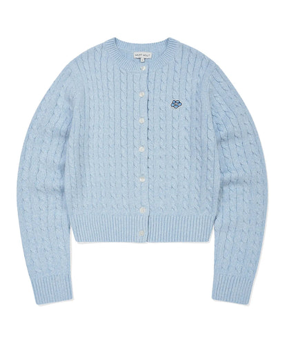 [Aespa Giselle Worn] 26SS Wacky Willy  Women's Cable Round Neck Cardigan