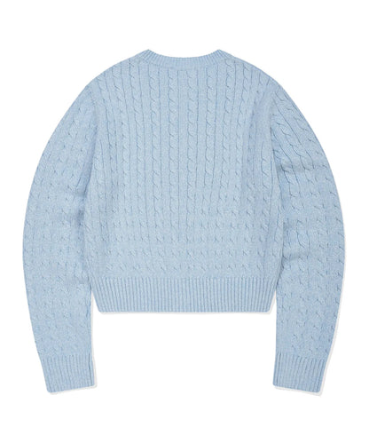 [Aespa Giselle Worn] 26SS Wacky Willy  Women's Cable Round Neck Cardigan