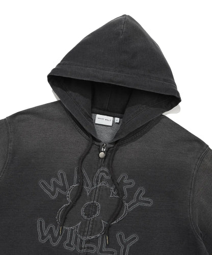 [Aespa Giselle Worn] 26SS Wacky Willy Women's Big Lily denim washed Zip-Up Hoodie/ Sweatpants Gray