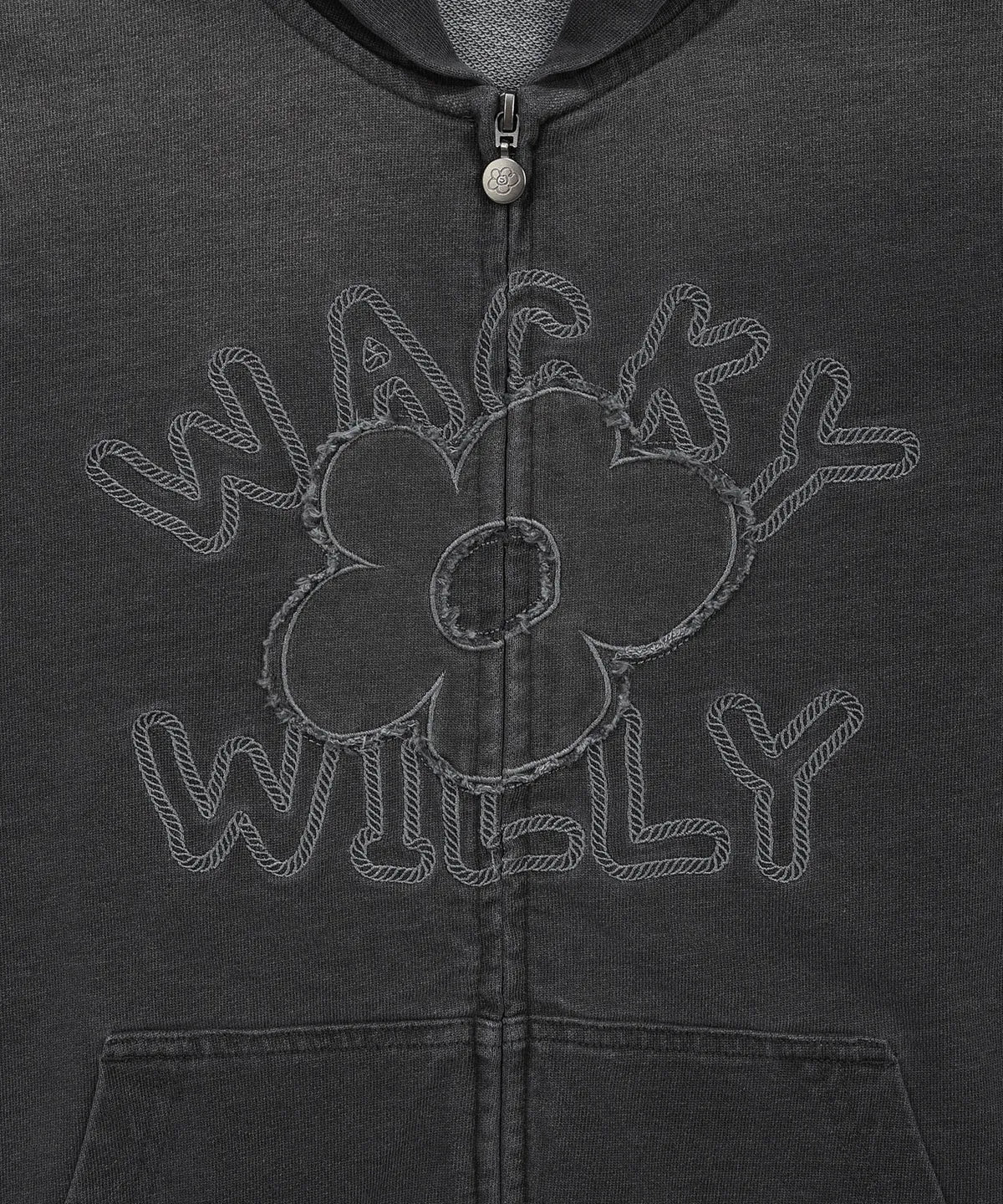 [Aespa Giselle Worn] 26SS Wacky Willy Women's Big Lily denim washed Zip-Up Hoodie/ Sweatpants Gray