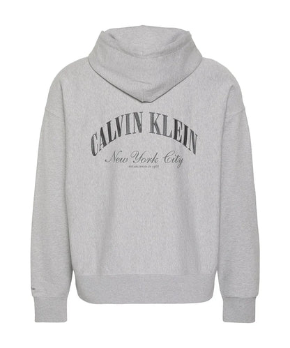 [Ateez Mingi Pick] Calvin Klein Premium Terry Hooded Zip-Up Sweatshirt Gray