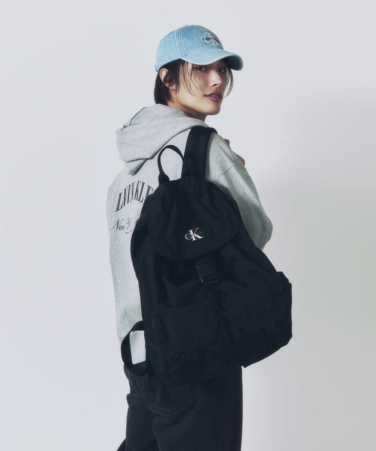 [Ateez Mingi Pick] Calvin Klein Premium Terry Hooded Zip-Up Sweatshirt Gray