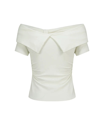 [Hearts2Hearts Carmen Worn] Illigo Bow Off-shoulder Tee