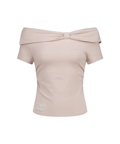 [Hearts2Hearts Carmen Worn] Illigo Bow Off-shoulder Tee
