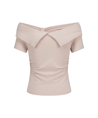 [Hearts2Hearts Carmen Worn] Illigo Bow Off-shoulder Tee