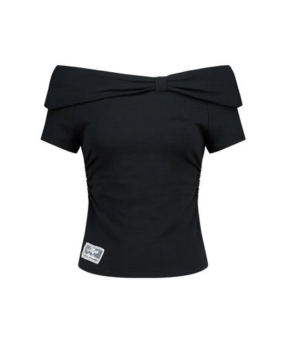 [Hearts2Hearts Carmen Worn] Illigo Bow Off-shoulder Tee