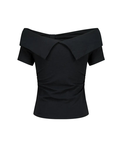 [Hearts2Hearts Carmen Worn] Illigo Bow Off-shoulder Tee