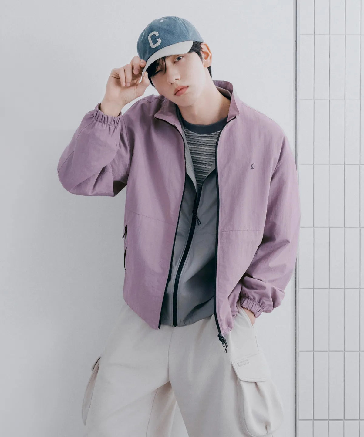 [TXT Soobin Worn] 26SS Covernat  Nylon Track Jacket Dusty Pink