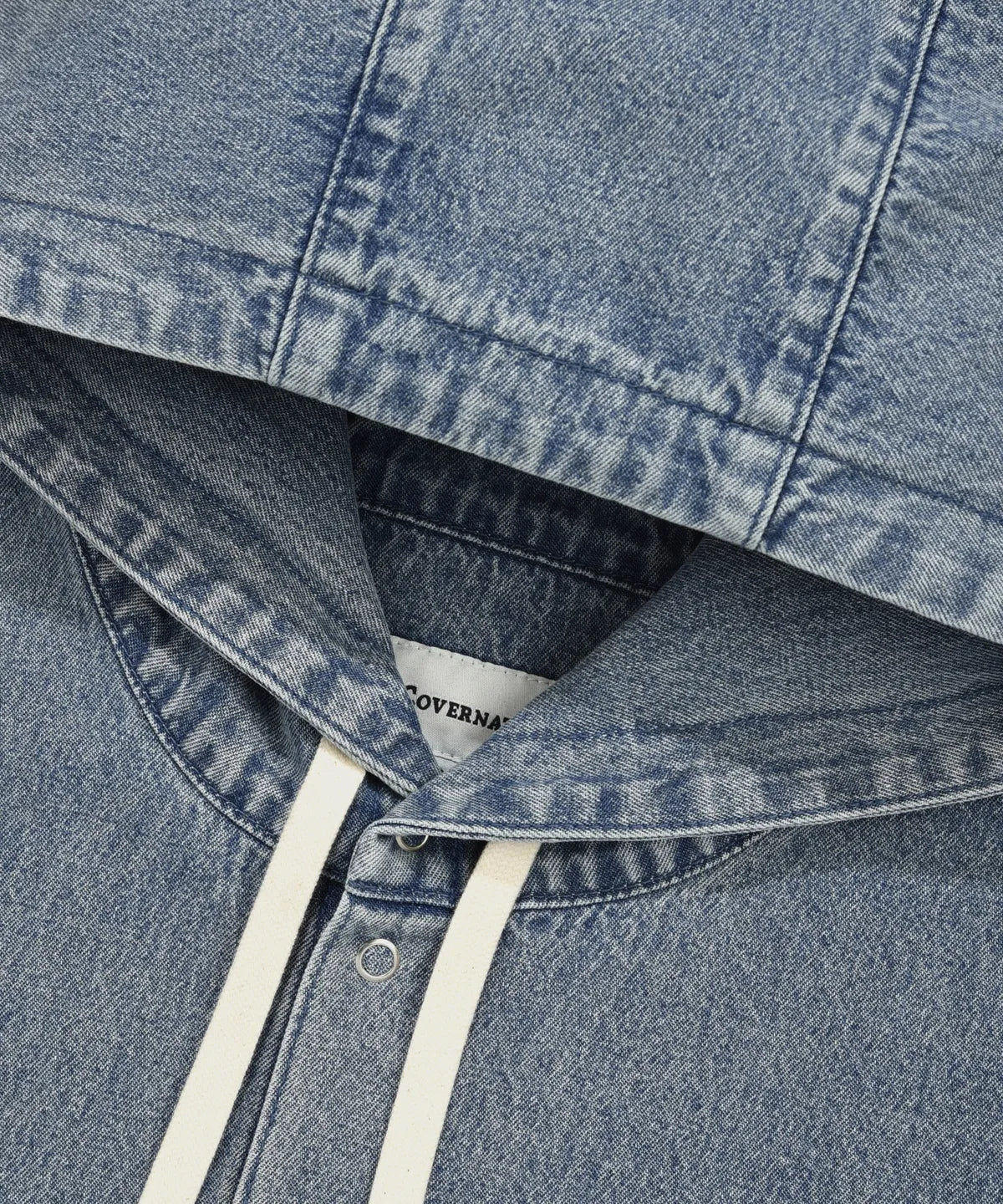 [TXT Soobin Worn] 26SS Covernat Arch Logo Hooded Denim Shirt Blue