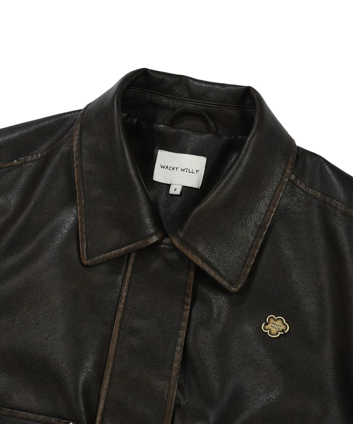 [Aespa Giselle Worn] 26SS Wacky Willy Women's Crop Leather Jacket Brown