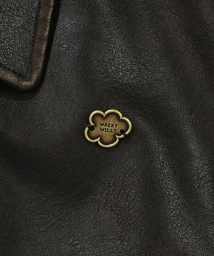 [Aespa Giselle Worn] 26SS Wacky Willy Women's Crop Leather Jacket Brown