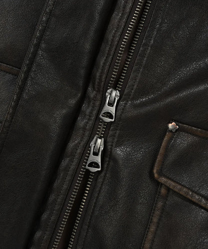 [Aespa Giselle Worn] 26SS Wacky Willy Women's Crop Leather Jacket Brown