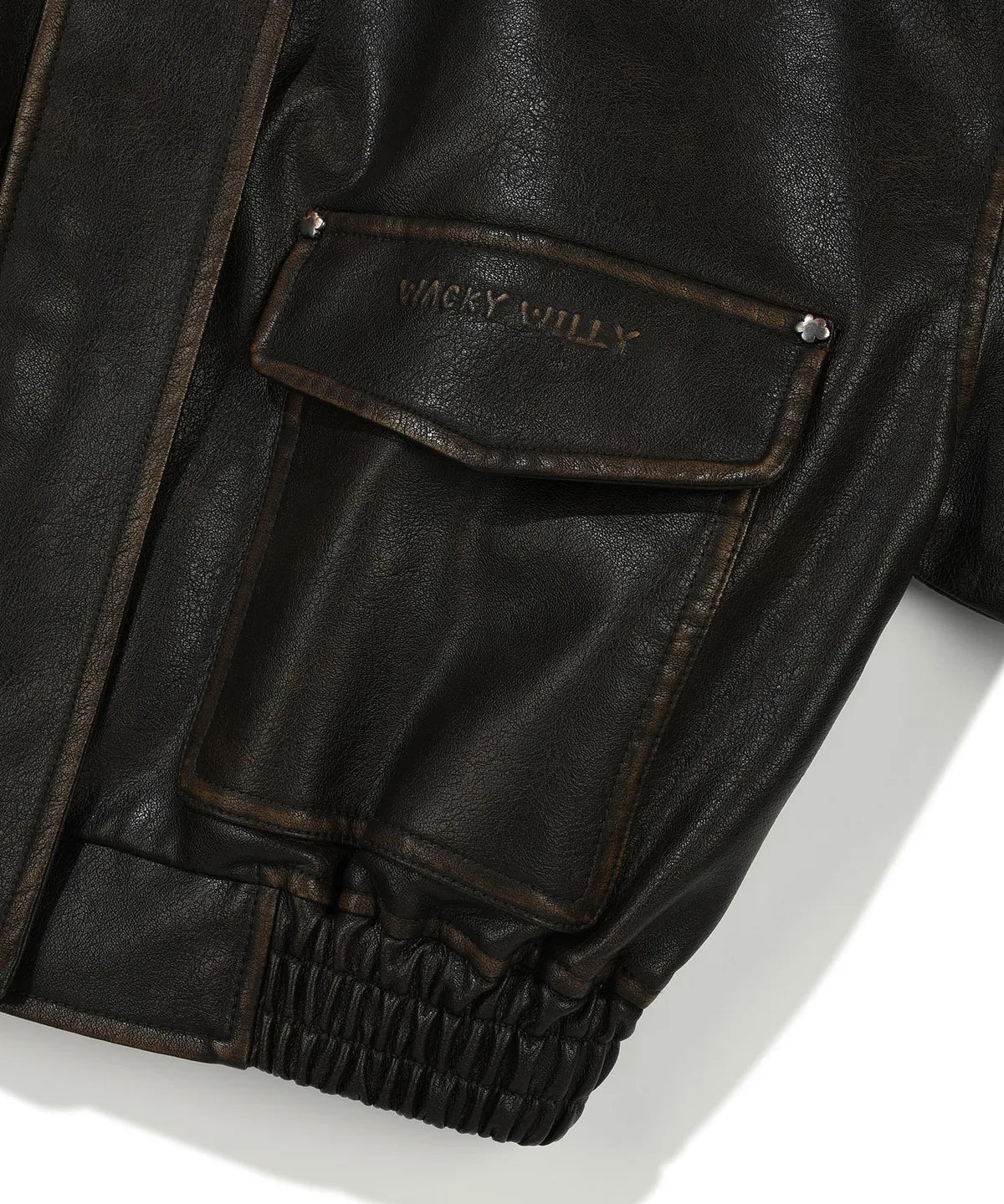 [Aespa Giselle Worn] 26SS Wacky Willy Women's Crop Leather Jacket Brown