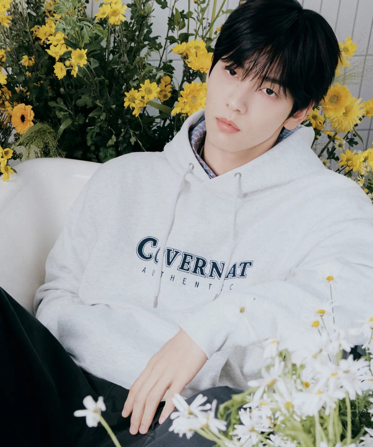 [TXT Soobin Worn] 26SS Covernat Center Logo Hoodie Heather Grey