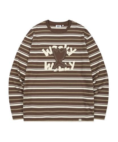 [BTS Jimin Worn] WACKY WILLY One-Point Stripe Long Sleeve - Brown