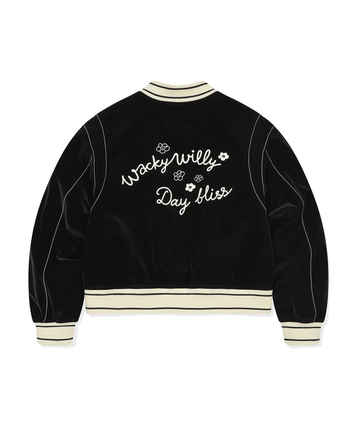 [Aespa Giselle Worn] 26SS Wacky Willy Women's Velvet-Like Varsity Jacket in Black