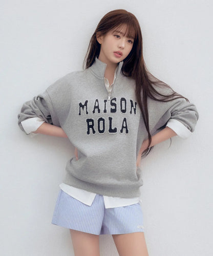 [Ive Wonyoung Worn] 26SS RolaRola Maison De Rola Embroidery Half Zip-Up Melange Gray