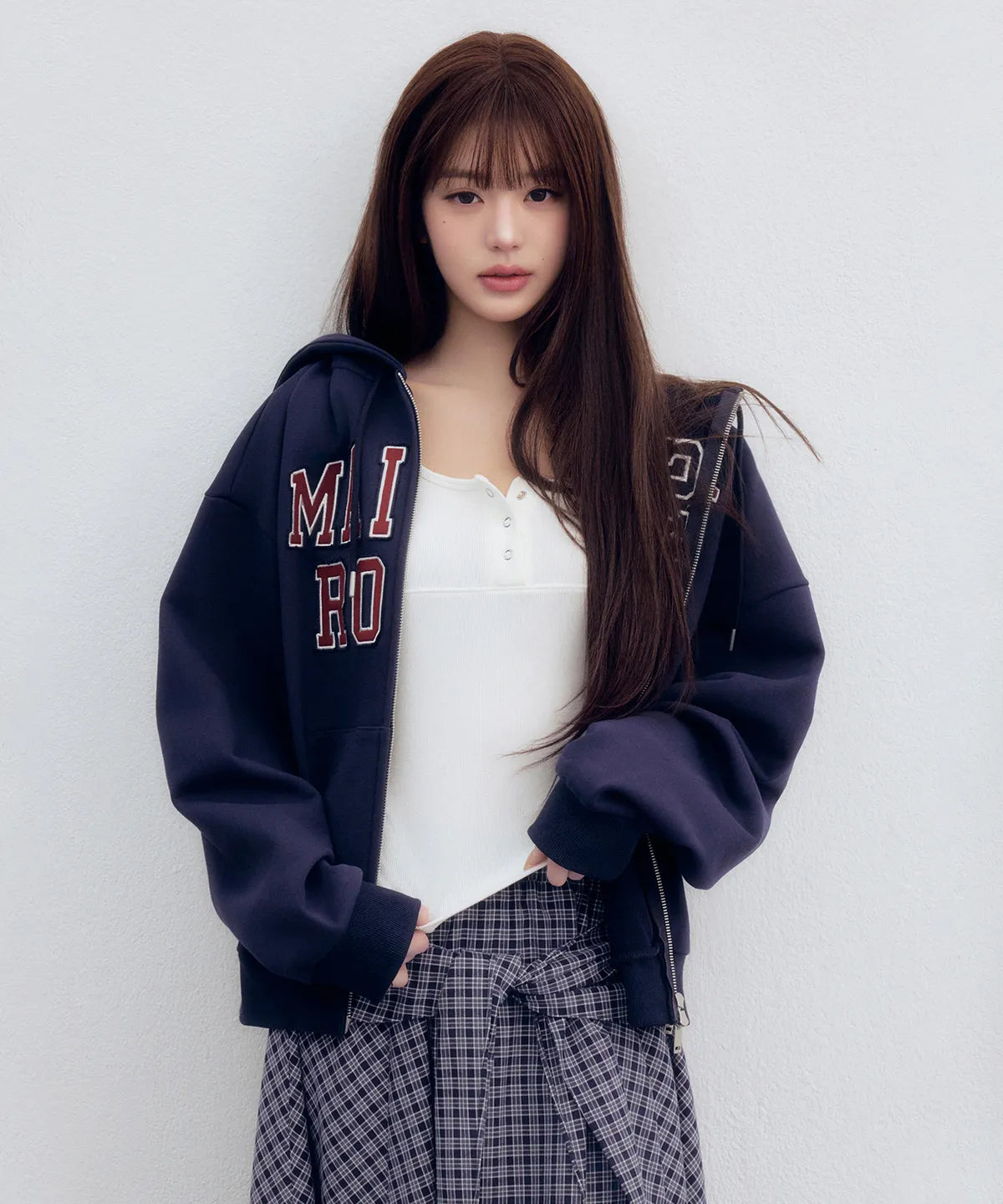 [Ive Wonyoung Pick] 26SS RolaRola Maison De Rola Patchwork Campus Hood Zip-Up