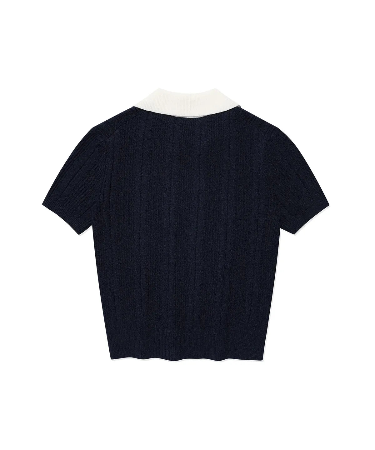 [Aespa Giselle Worn] Wacky Willy Women's Ribbon Collar Short Sleeve Knit Navy