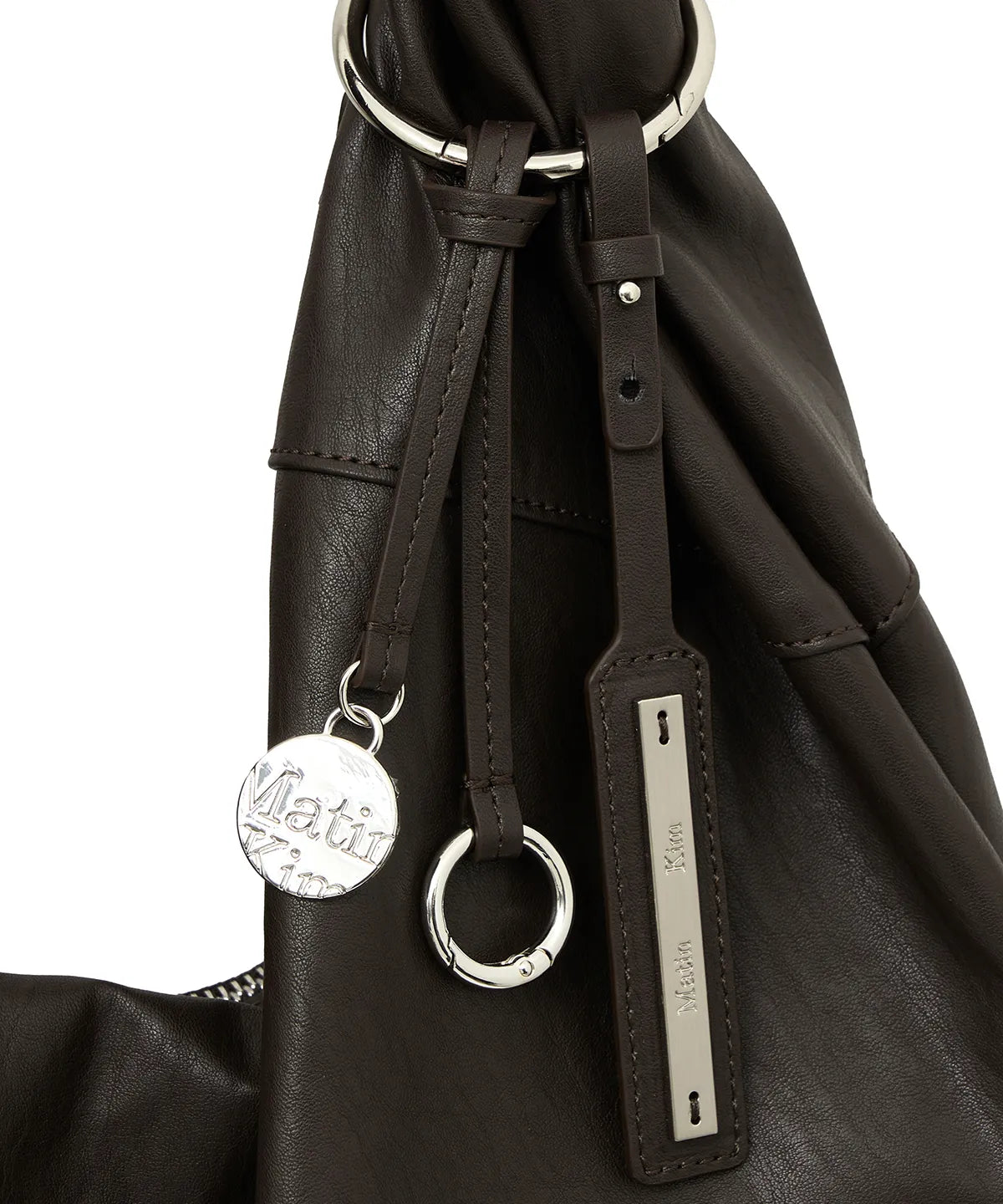 [IVE LIZ WORN] Matin Kim - TWIST HANDLE LARGE HOBO BAG IN DARK BROWN