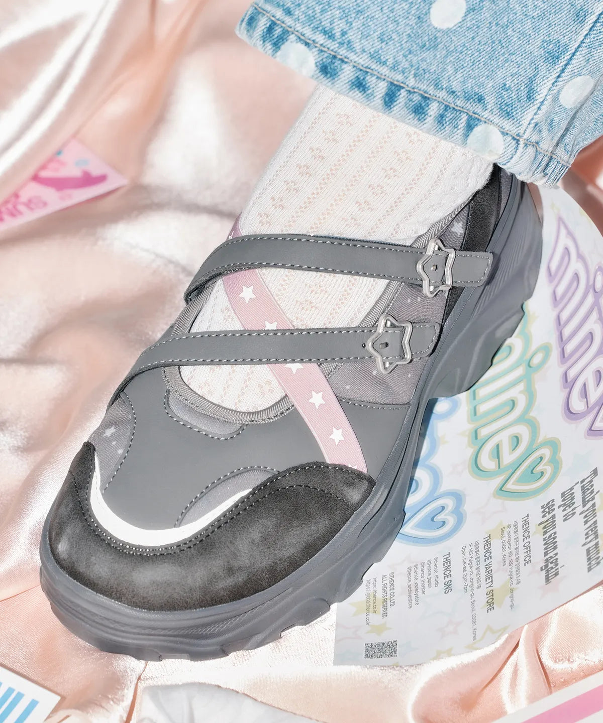 OTZ X Youhee Platform Star Mary Jane Shoes Grey