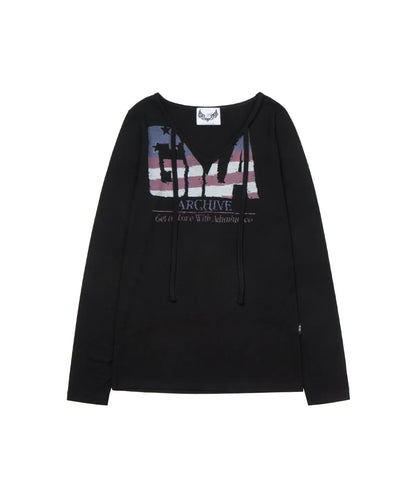 [ITZY Yeji Worn] Gila Archive USA Logo V Neck Long Sleeve