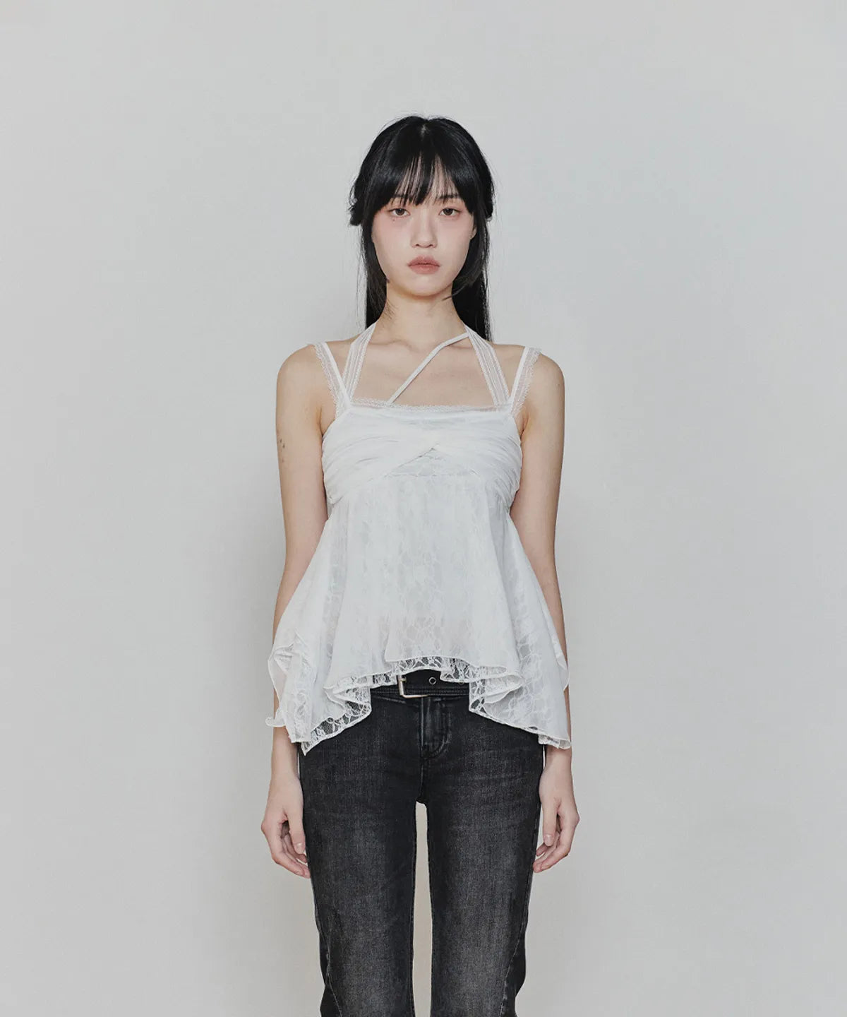 [Aespa Karina Worn] PLAIN OR PLEASURE Rose Shirring Top