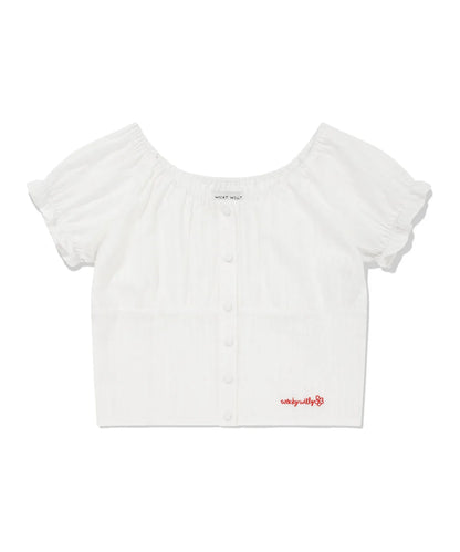 [Aespa Giselle Worn] Wacky Willy Women's Shirred Puff Blouse