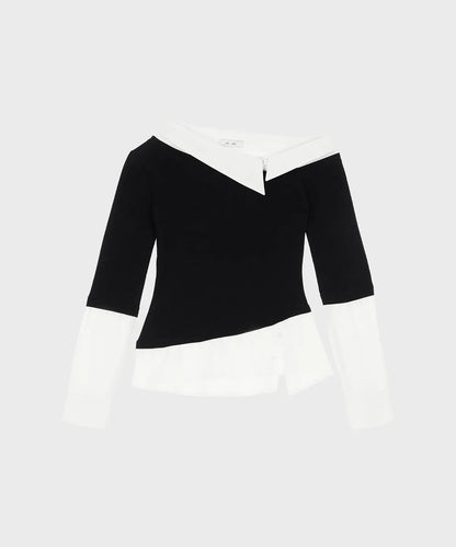 [Itzy Chaeryeong & Ive Gaeul Worn] Alki Alka One-Shoulder Layered Top