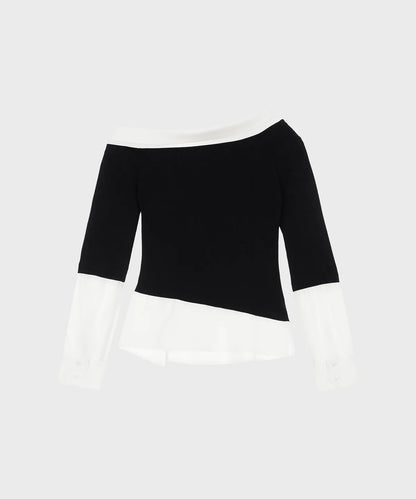 [Itzy Chaeryeong & Ive Gaeul Worn] Alki Alka One-Shoulder Layered Top