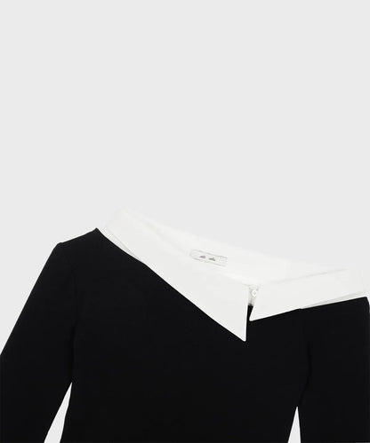 [Itzy Chaeryeong & Ive Gaeul Worn] Alki Alka One-Shoulder Layered Top