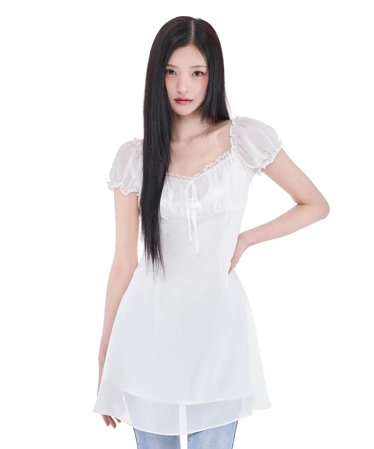 ALKI ALKA  Puff Chiffon Mini Dress