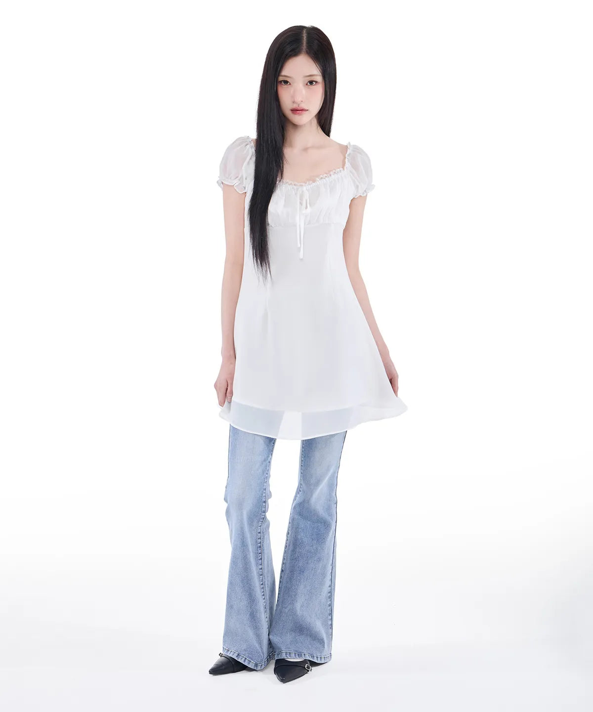 ALKI ALKA  Puff Chiffon Mini Dress