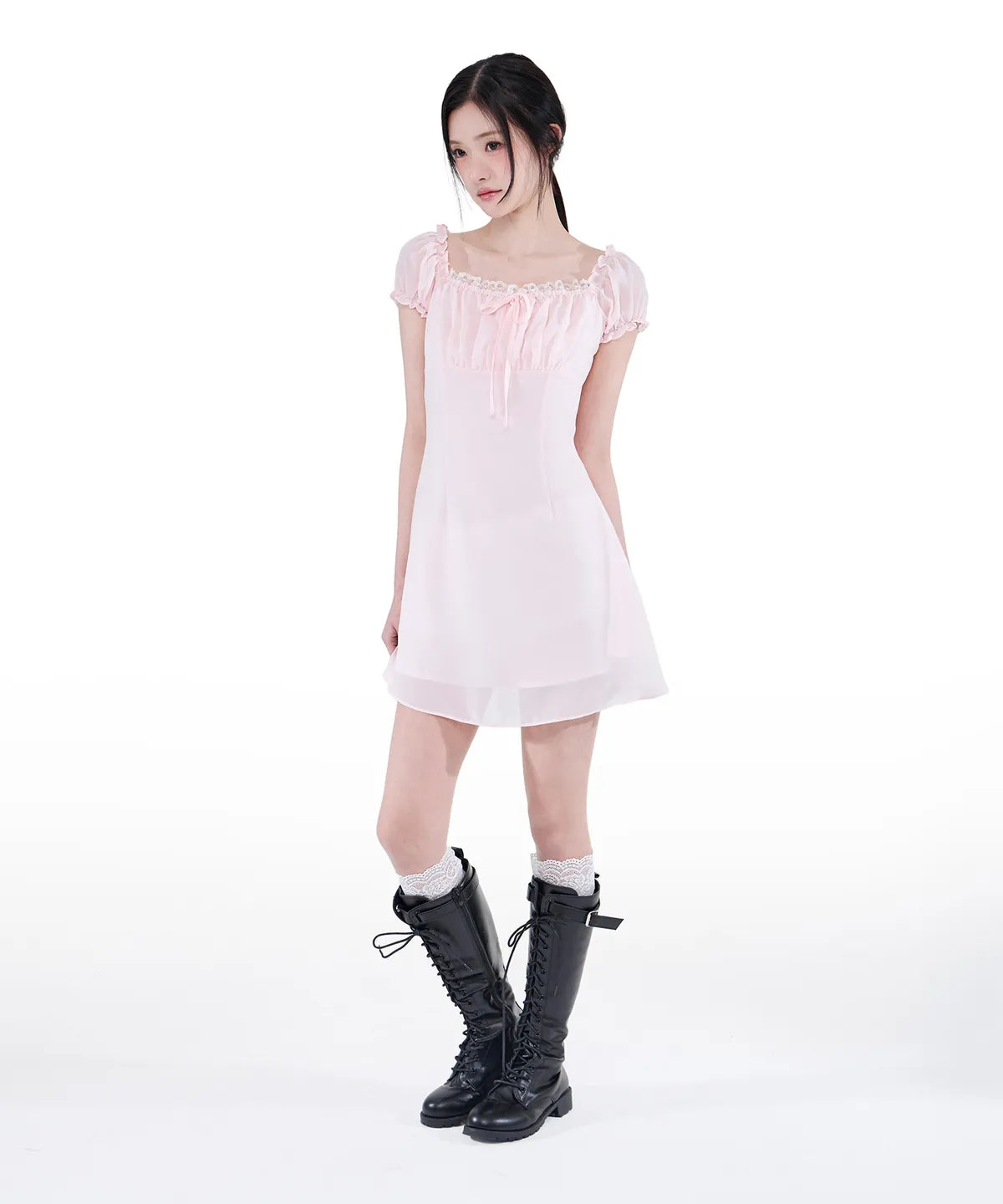 ALKI ALKA  Puff Chiffon Mini Dress