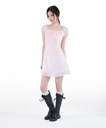 ALKI ALKA  Puff Chiffon Mini Dress
