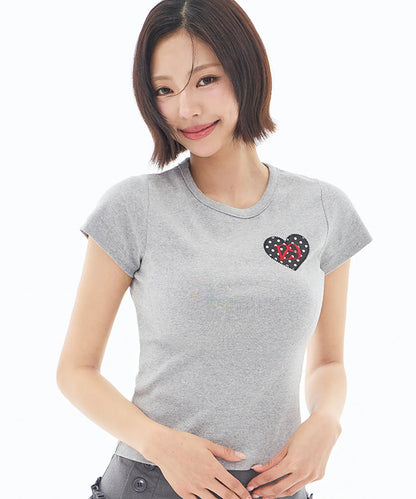 [SINGLE'S INFERNO KIM GO-EUN PICK] - ILLIGO 129 Dot Fitted T-Shirt