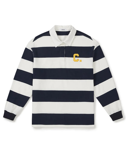[Aespa Winter Worn] CLOVES Varsity Stripe Rugby Shirt (Navy)