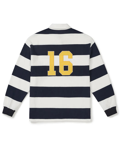 [Aespa Winter Worn] CLOVES Varsity Stripe Rugby Shirt (Navy)