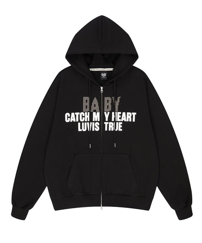 Yena X Luvistrue Zip-Up Hoodie - Black