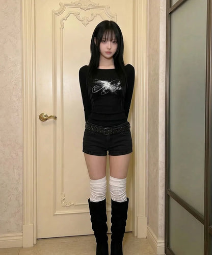 Izroom Crow Boat Neck Long Sleeve