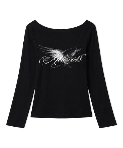 Izroom Crow Boat Neck Long Sleeve