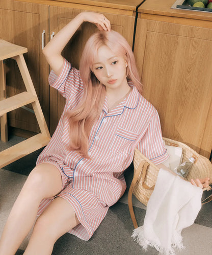 Nmixx Haewon X Dossy 26SS Silk-fit Peony Short-sleeve Couple Pajama Set