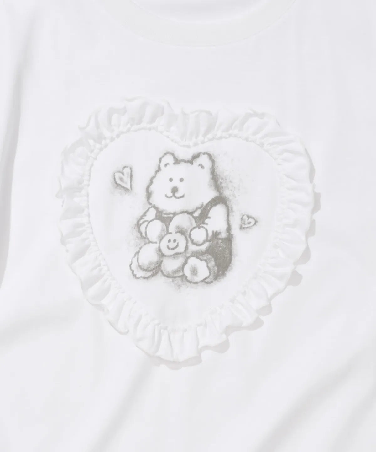 [Aespa Giselle Worn] Wacky Willy [LO.FL] Women's Heart Ruffle Short Sleeve T-shirt