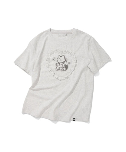[Aespa Giselle Worn] Wacky Willy [LO.FL] Women's Heart Ruffle Short Sleeve T-shirt