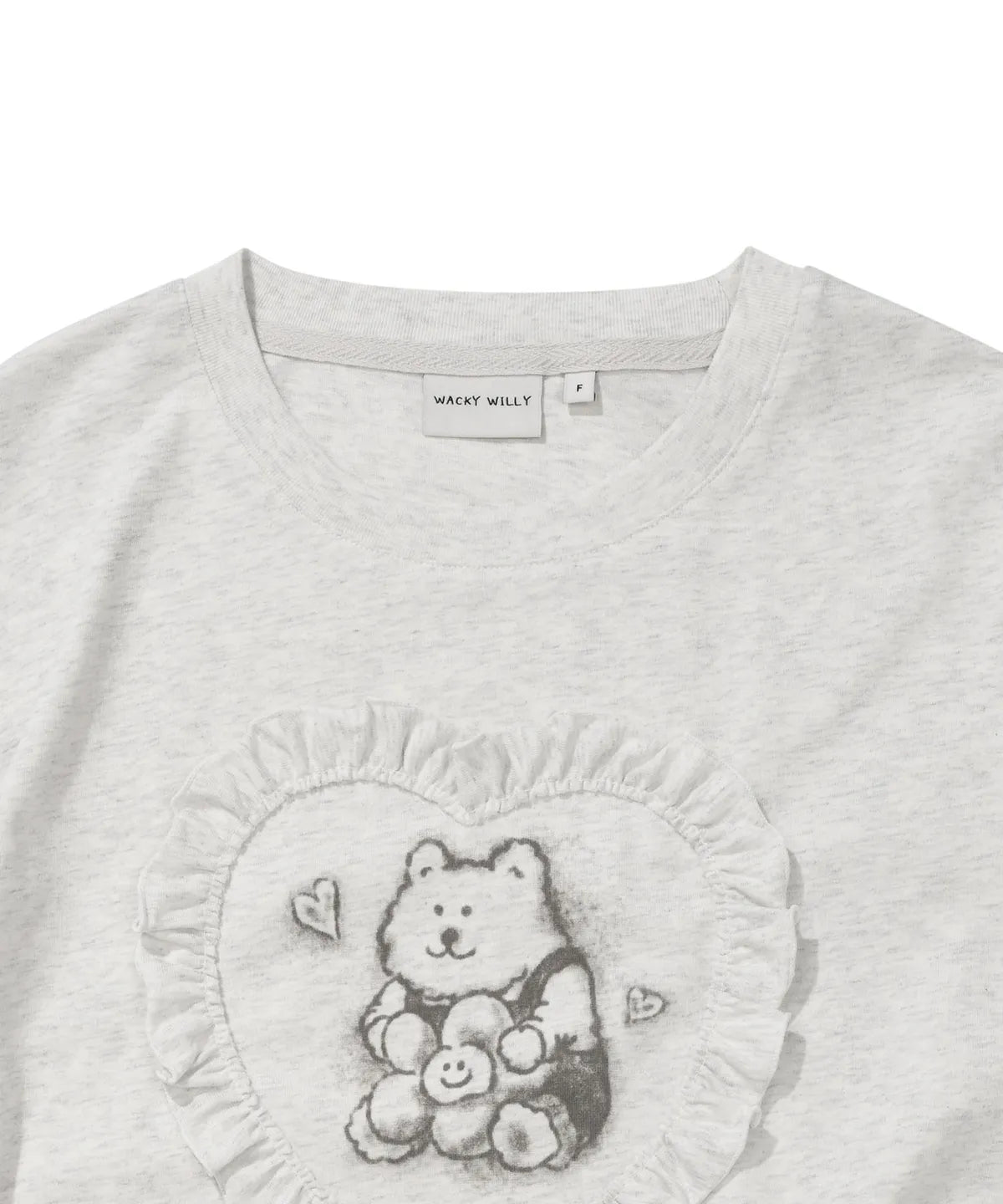 [Aespa Giselle Worn] Wacky Willy [LO.FL] Women's Heart Ruffle Short Sleeve T-shirt