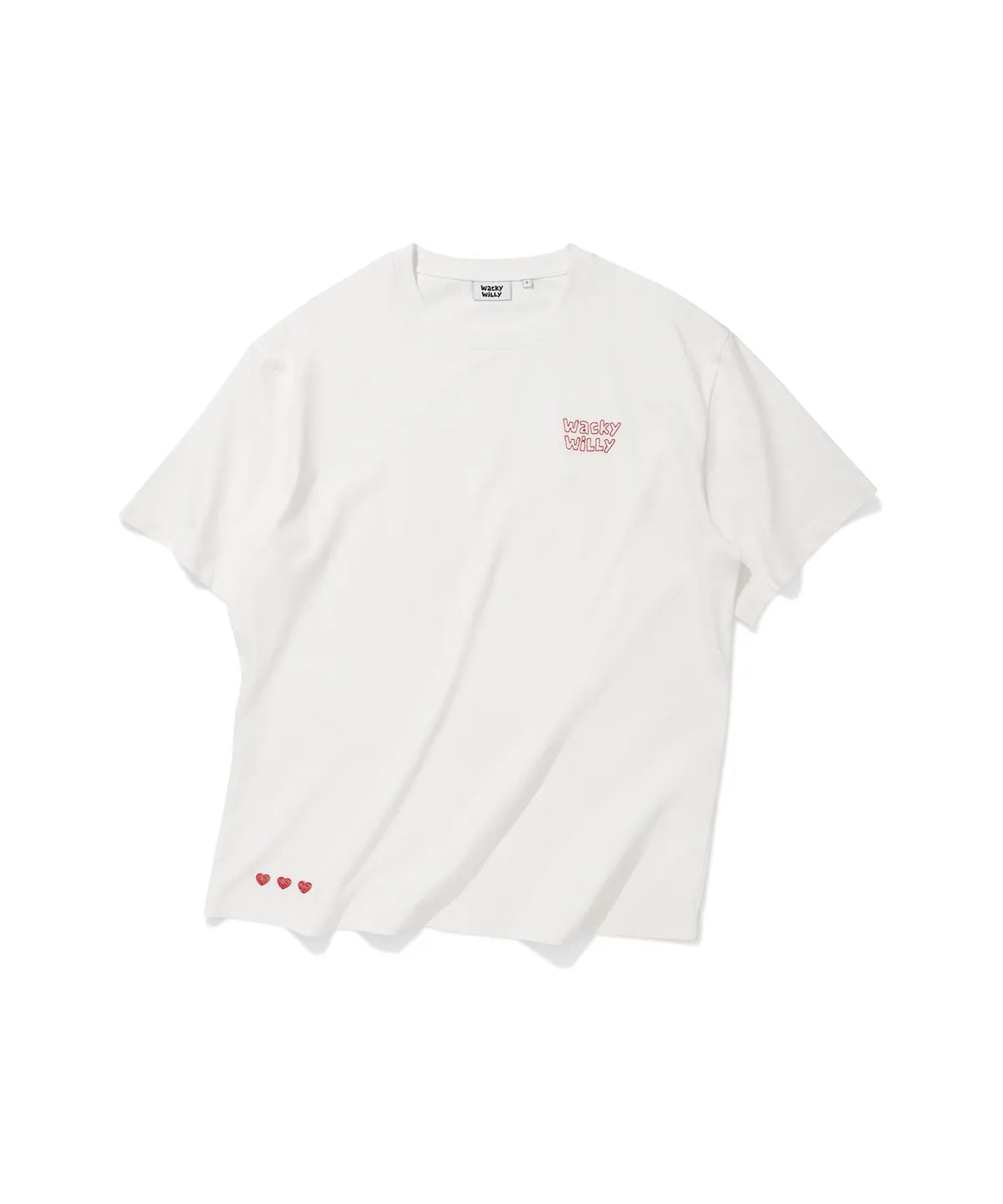 [Aespa Giselle Worn] Wacky Willy [LO.FL] Love Stitch Short Sleeve T-shirt White