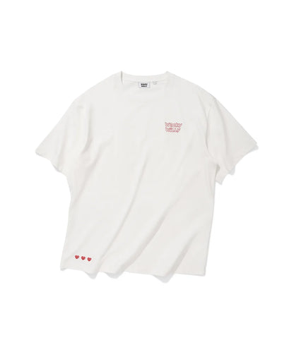 [Aespa Giselle Worn] Wacky Willy [LO.FL] Love Stitch Short Sleeve T-shirt White