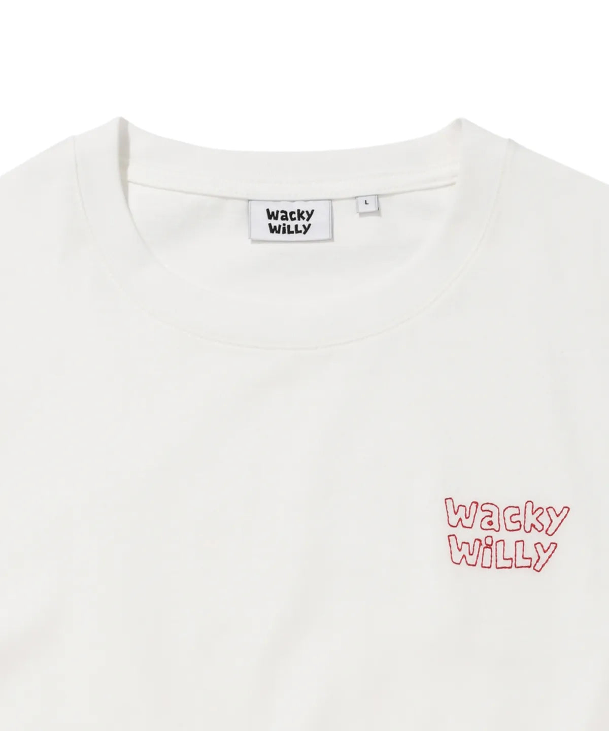 [Aespa Giselle Worn] Wacky Willy [LO.FL] Love Stitch Short Sleeve T-shirt White