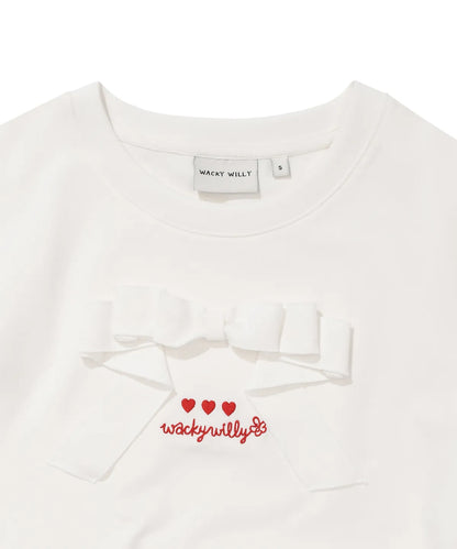 [Aespa Giselle Worn] Wacky Willy [LO.FL] - Women's Ribbon Short Sleeve T-shirt