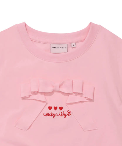 [Aespa Giselle Worn] Wacky Willy [LO.FL] - Women's Ribbon Short Sleeve T-shirt